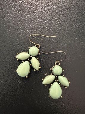 Mint Green Teardrop Cluster Dangle Earrings - Women Jewelry